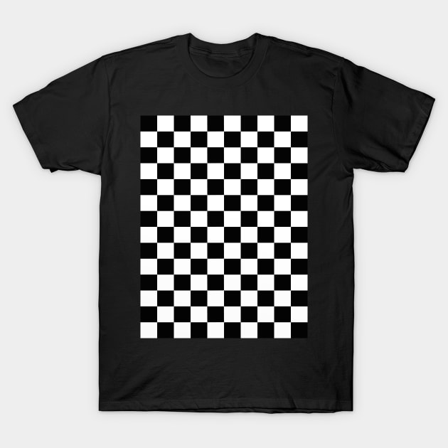 Black and White Checkered Pattern T-Shirt by Velvet Earth